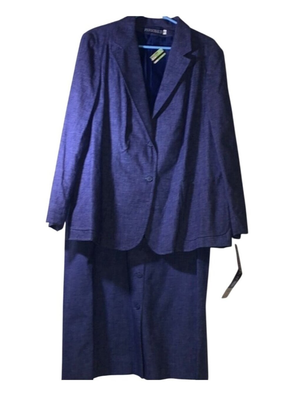 Womens Personal II Blue Suit Set 2-Piece Blazer & Skirt Size 40/38